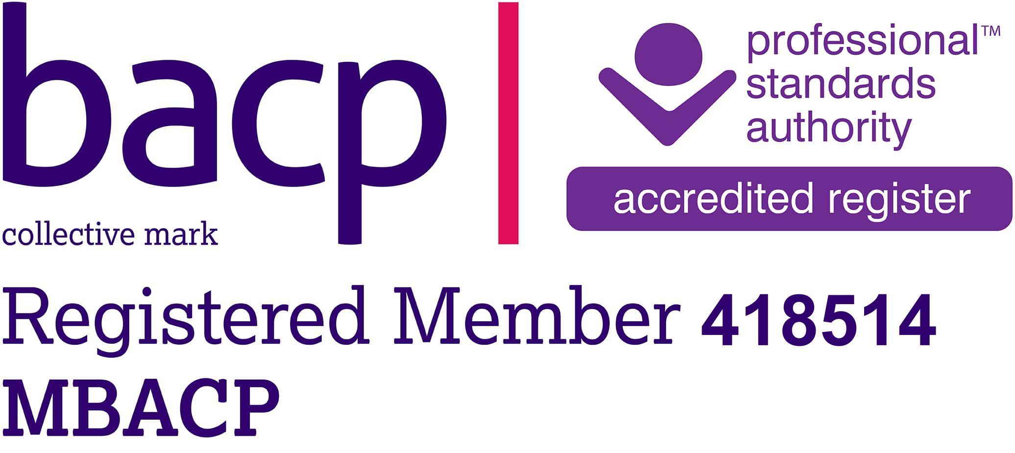 BACP Registered Member 418514 MBACP - Professional Standards Authority Accredited Register